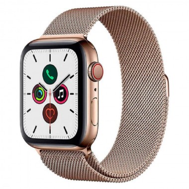 New Apple Watch Series 5 GPS + LTE 44mm Gold Stainless Steel Case with Gold Milanese Loop (MWWJ2)