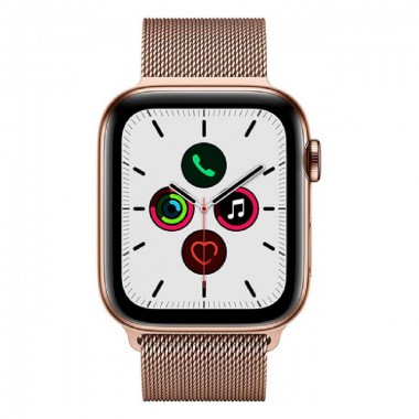 New Apple Watch Series 5 GPS + LTE 44mm Gold Stainless Steel Case with Gold Milanese Loop (MWWJ2)