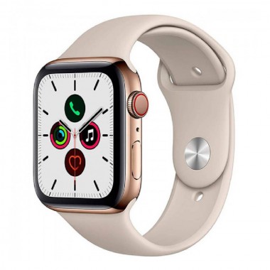 New Apple Watch Series 5 GPS + LTE 44mm Gold Stainless Steel Case with Stone Sport Band (MWWH2)