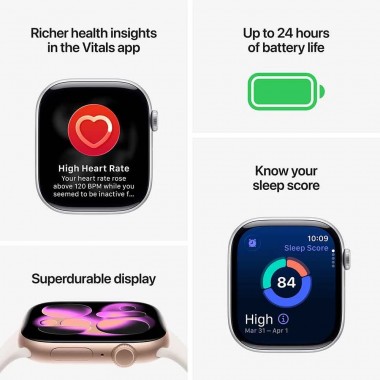 New Apple Watch Series 11 GPS + LTE 46mm Jet Black Aluminum Case with Black Sport Band M/L MFC44