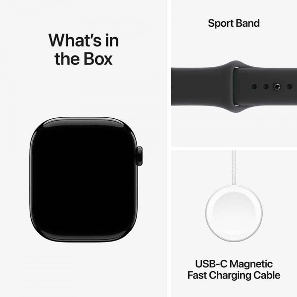 New Apple Watch Series 11 GPS + LTE 46mm Jet Black Aluminum Case with Black Sport Band M/L MFC44