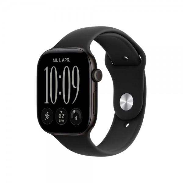 New Apple Watch Series 12 42mm Black Aluminum Case w. Black Sport Band S/M MJEA4