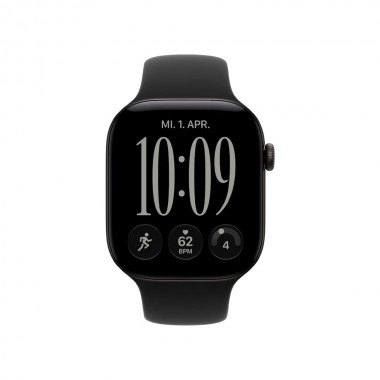 New Apple Watch Series 12 46mm Black Aluminum Case w. Black Sport Band M/L MJG94