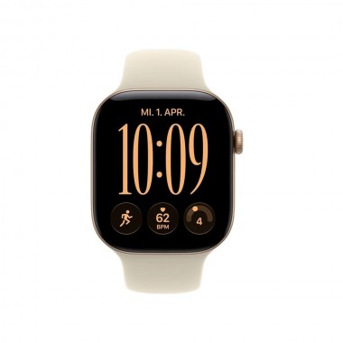 New Apple Watch Series 12 42mm Light Gold Aluminum Case w. Sand Sport Band S/M MJG24