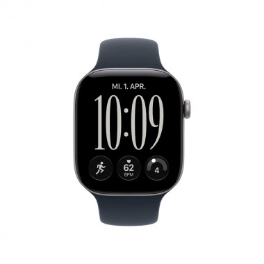 New Apple Watch Series 12 42mm Space Gray Aluminum Case w. Navy Blue Sport Band M/L MJE94