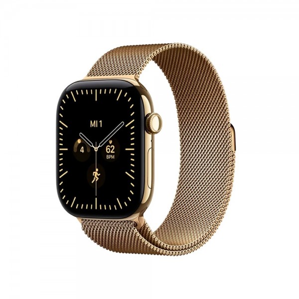 New Apple Watch Series 12 42mm Radiant Gold Titanium Case w. Radiant Gold Milanese Loop Uni. MJGL4