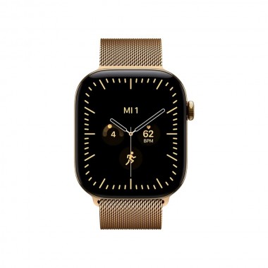 New Apple Watch Series 12 46mm Radiant Gold Titanium Case w. Radiant Gold Milanese Loop M/L MJGV4