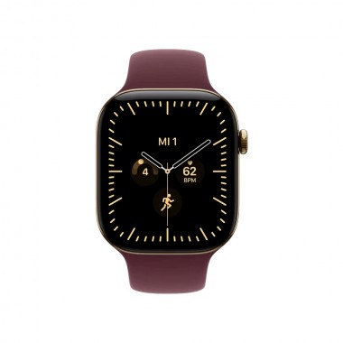 New Apple Watch Series 12 46mm Radiant Gold Titanium Case w. Burgundy Sport Band S/M MJGR4