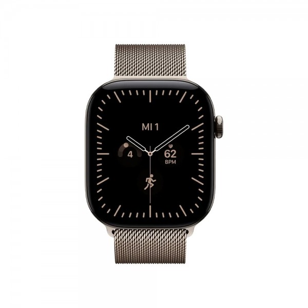 New Apple Watch Series 12 46mm Natural Titanium Case w. Natural Milanese Loop M/L MJGQ4