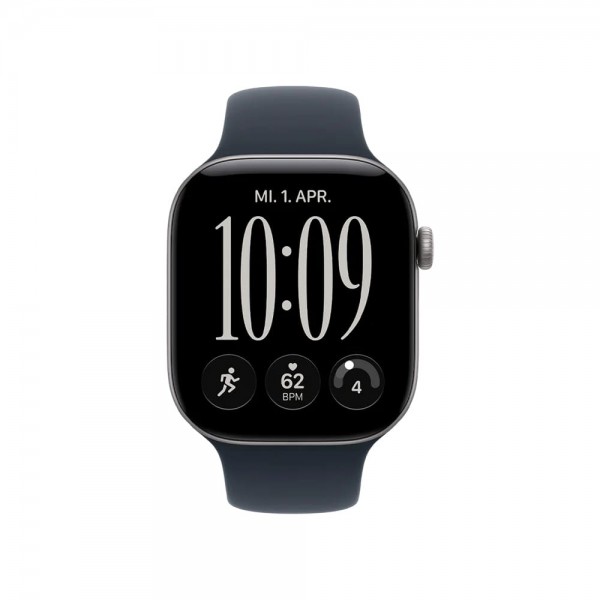 New Apple Watch Series 12 46mm Space Gray Aluminum Case w. Navy Blue Sport Band M/L MJEJ4 (3)