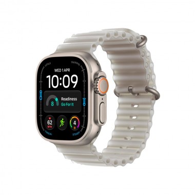 New Apple Watch Ultra 4 GPS + Cellular 49mm Natural Titanium Case w. Translucent Gray Ocean Band (MJAD4)