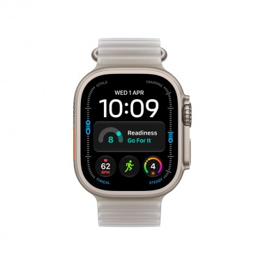 New Apple Watch Ultra 4 GPS + Cellular 49mm Natural Titanium Case w. Translucent Gray Ocean Band (MJAD4)