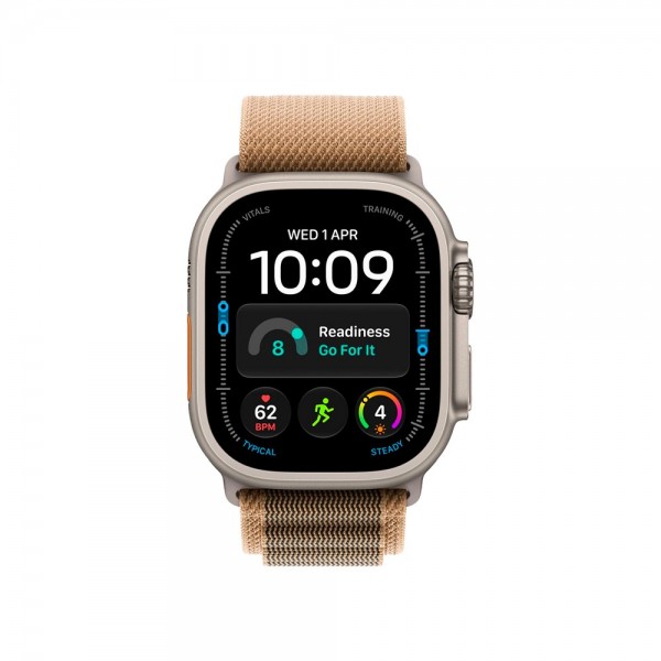New Apple Watch Ultra 4 GPS + Cellular 49mm Natural Titanium Case w. Desert Alpine Loop - Medium (MJAF4)