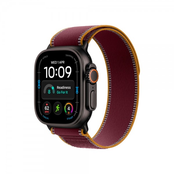 New Apple Watch Ultra 4 GPS + Cellular 49mm Black Titanium Case w. Burgundy Trail Loop - M/L (MJC44)
