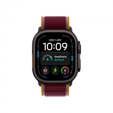 New Apple Watch Ultra 4 GPS + Cellular 49mm Black Titanium Case w. Burgundy Trail Loop - M/L (MJC44)