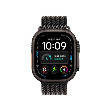 New Apple Watch Ultra 4 GPS + Cellular 49mm Black Titanium Case w. Black Titanium Milanese Loop - Medium (MJAV4)
