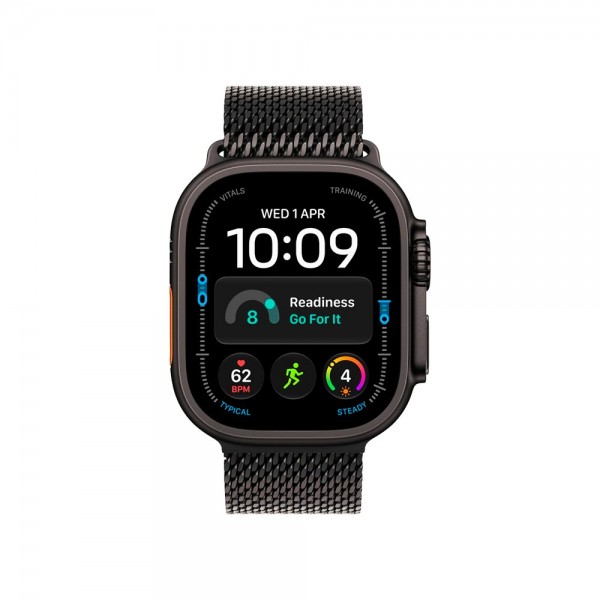 New Apple Watch Ultra 4 GPS + Cellular 49mm Black Titanium Case w. Black Titanium Milanese Loop - Large (MJAX4)