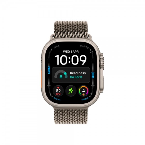 New Apple Watch Ultra 4 GPS + Cellular 49mm Natural Titanium Case w. Natural Titanium Milanese Loop - Small (MJA84)