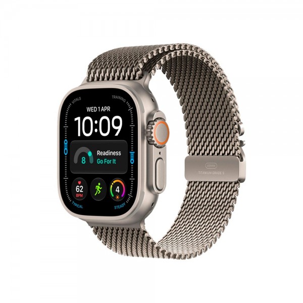 New Apple Watch Ultra 4 GPS + Cellular 49mm Natural Titanium Case w. Natural Titanium Milanese Loop - Medium (MJA94)