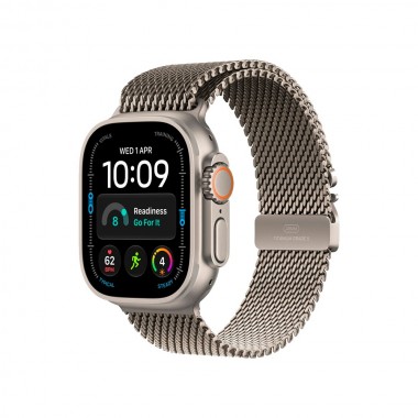 New Apple Watch Ultra 4 GPS + Cellular 49mm Natural Titanium Case w. Natural Titanium Milanese Loop - Large (MJAA4)