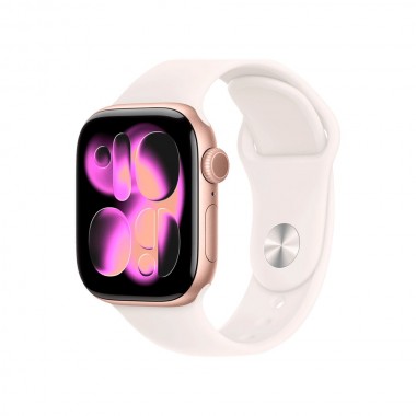 New Apple Watch Series 11 GPS + Cellular 42mm Rose Gold Aluminum Case with Light Blush Sport Band S/M MF8E4