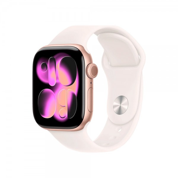 New Apple Watch Series 11 GPS + Cellular 42mm Rose Gold Aluminum Case with Light Blush Sport Band S/M MF8E4