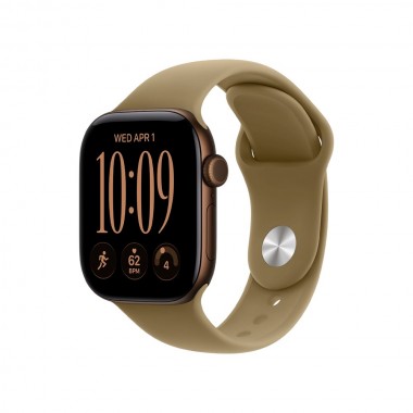 New Apple Watch Series 12 46mm Dark Bronze Aluminum Case w. Olive Sport Band M/L MJEU4