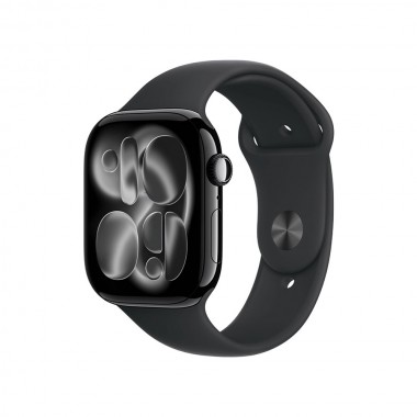 New Apple Watch Series 11 GPS + Cellular 42mm Jet Black Aluminum Case with Black Sport Band S/M MF834