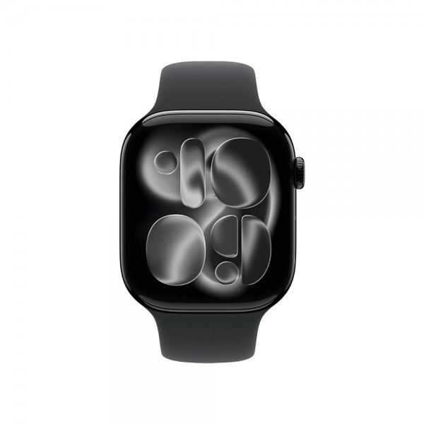 New Apple Watch Series 11 GPS + Cellular 42mm Jet Black Aluminum Case with Black Sport Band S/M MF834