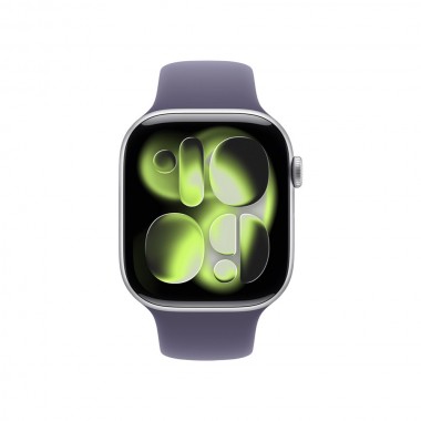 New Apple Watch Series 11 GPS + Cellular 42mm Silver Aluminum Case with Purple Fog Sport Band S/M MF8H4