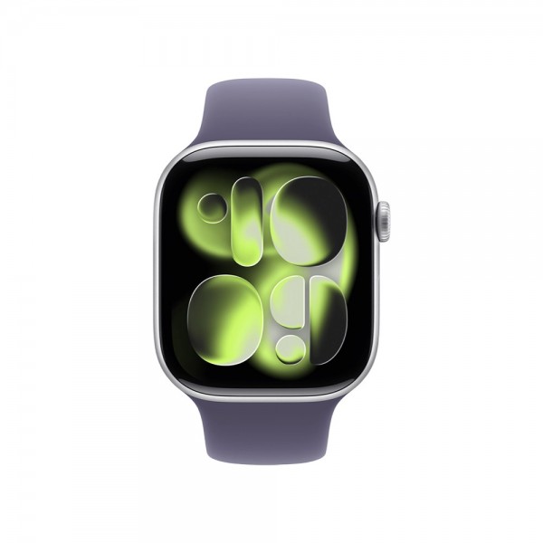 New Apple Watch Series 11 GPS + Cellular 42mm Silver Aluminum Case with Purple Fog Sport Band S/M MF8H4