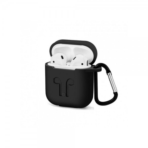 Чехол-карабин Silicon case for AirPods Black