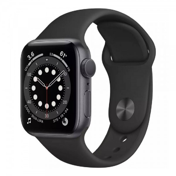 New Apple Watch Series 6 GPS 44mm Spase Gray Aluminum Case with Black Sport Band (M00H3)