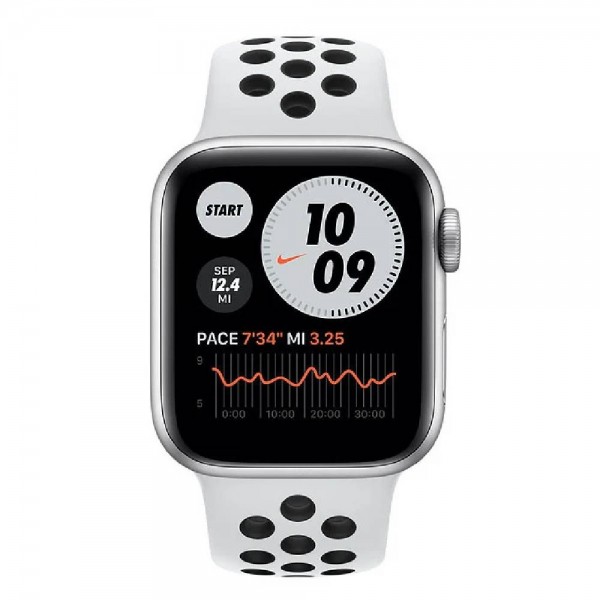 New Apple Watch Nike Series 6 44mm Silver Aluminium Case with Pure Platinum Black Nike Sport Band (MG293)