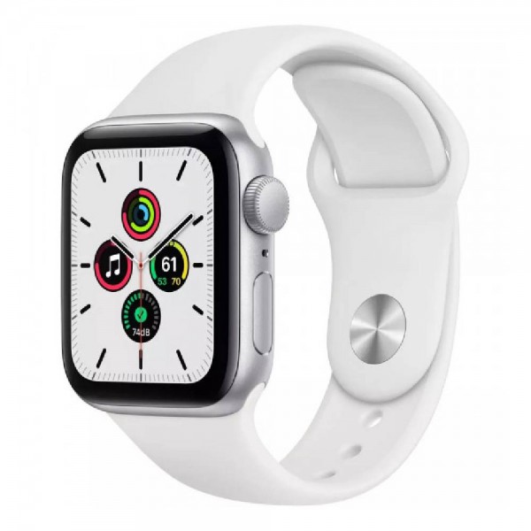 New Apple Watch Series SE GPS 40mm Silver Aluminum Case with White Sport Band (MYDM2)