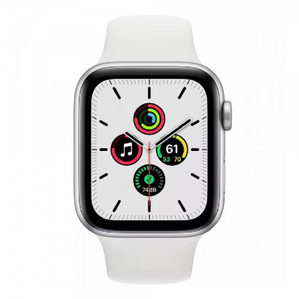 New Apple Watch Series SE GPS 40mm Silver Aluminum Case with White Sport Band (MYDM2)