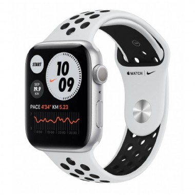 New Apple Watch Nike SE 44mm Silver Aluminium Case with Pure Platinum Black Nike Sport Band (MYYH2)