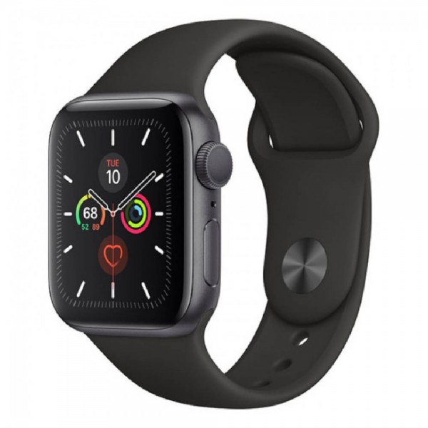 New Apple Watch Series 5 GPS 40mm Space Gray Aluminum Case with Black Sport Band (MWV82)