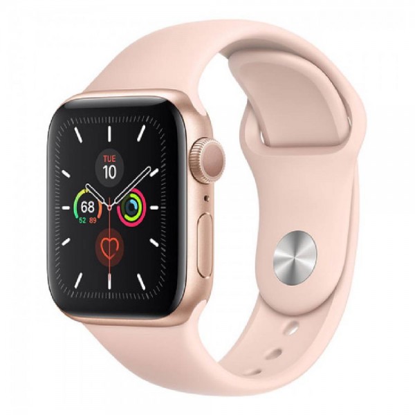 New Apple Watch Series 5 GPS 44mm Gold Aluminum Case with Pink Sand Sport Band (MWVE2)