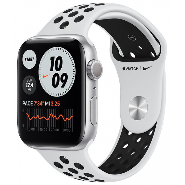 Б/У Apple Watch Nike Series 6 44mm Silver Aluminium Case with Pure Platinum Black Nike Sport Band