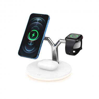 Беспроводная зарядка MagSafe oneLounge Magnetic Wireless Charger 3 in 1 White для iPhone | Apple Watch | AirPods