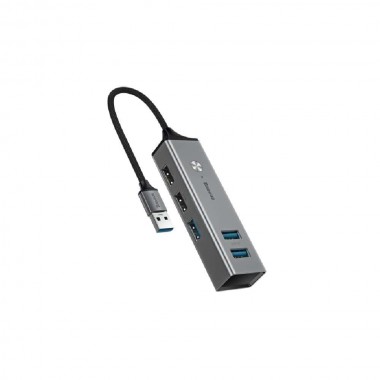 Перехідник HUB Baseus Cube USB to USB3.0*3+USB2.0*2 HUB Adapter Dark  gray