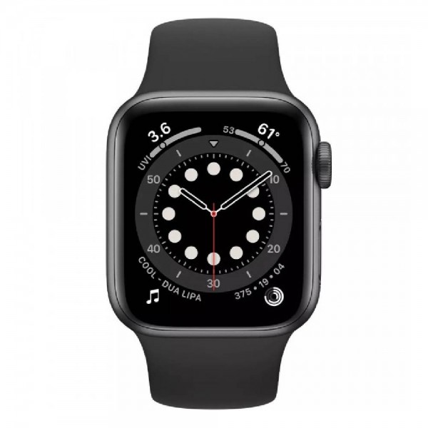 New Apple Watch Series 6 GPS + Cellular 44mm Space Gray Aluminum Case w. Black Sport B. (M07H3)