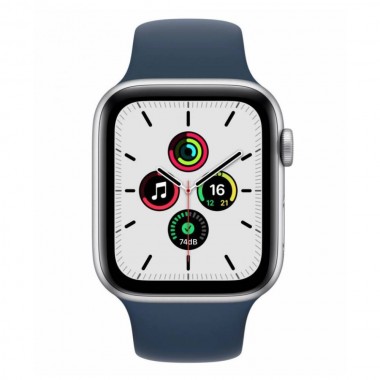 Б/У Apple Watch SE GPS 44mm Silver Aluminum Case w. Abyss Blue S. Band (MKQ43)