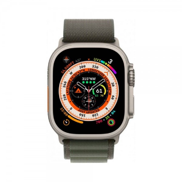 New Apple Watch Ultra GPS + Cellular 49mm Titanium Case with Green Alpine Loop - Medium