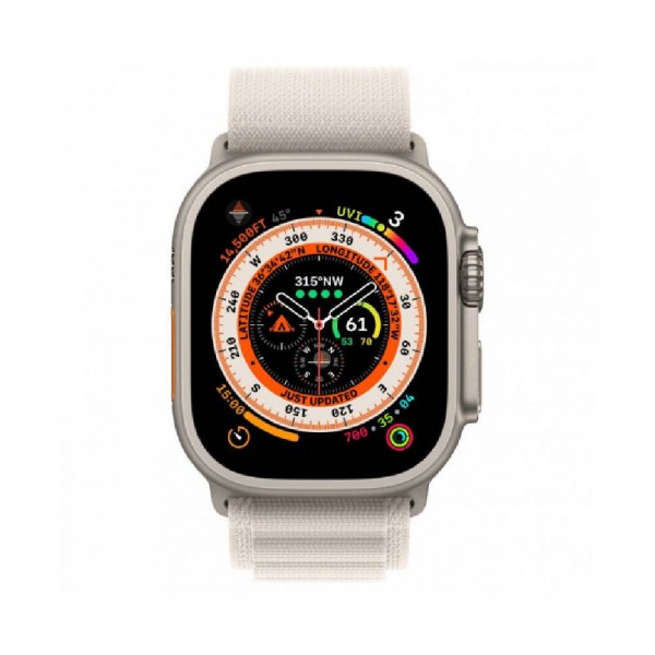 New Apple Watch Ultra GPS + Cellular 49mm Titanium Case with Starlight Alpine Loop - Large