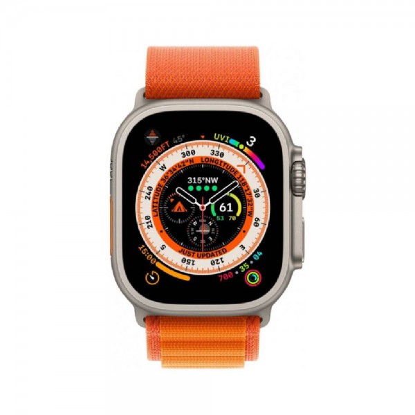 New Apple Watch Ultra GPS + Cellular 49mm Titanium Case with Orange Alpine Loop - Large