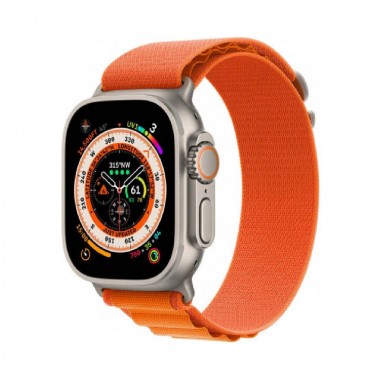 New Apple Watch Ultra GPS + Cellular 49mm Titanium Case with Orange Alpine Loop - Small