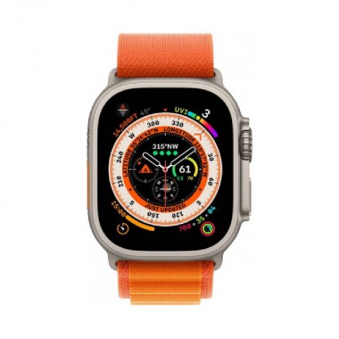 New Apple Watch Ultra GPS + Cellular 49mm Titanium Case with Orange Alpine Loop - Small