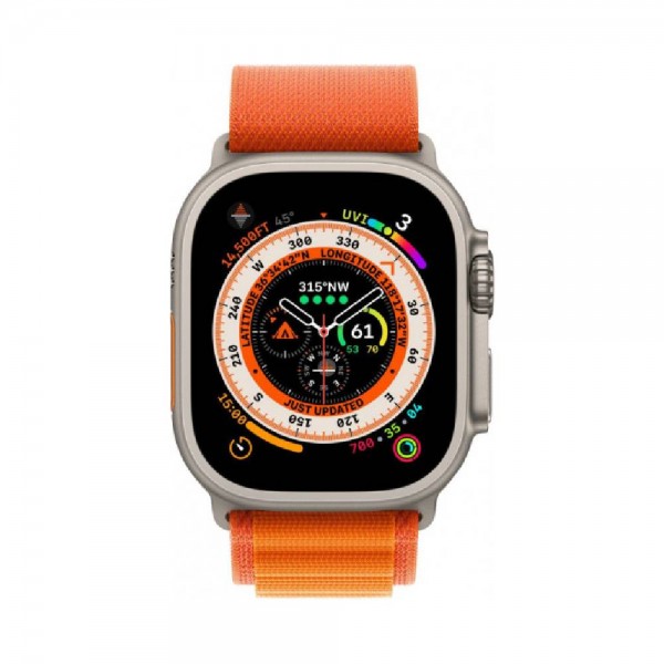 New Apple Watch Ultra GPS + Cellular 49mm Titanium Case with Orange Alpine Loop - Small